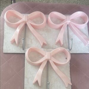 Pink Bow Wall Hooks (Set of 3) - Decorative Home Wall Decor